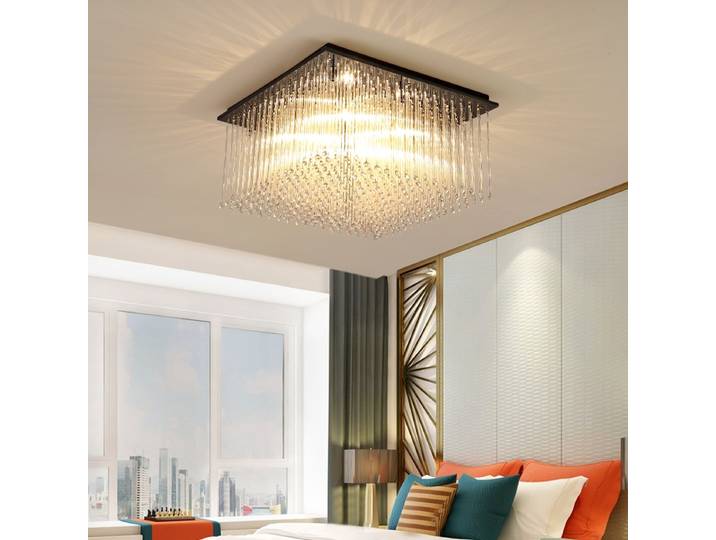 Plafonnier LED Carré Rond G4 en Verre Clip, Design Noir Clair, Plafonnier pour Salon