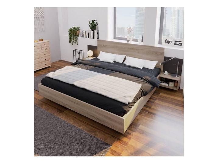 LuxusKollektion Holzbett Doppelbett Holz 160x200cm Eiche Sonoma