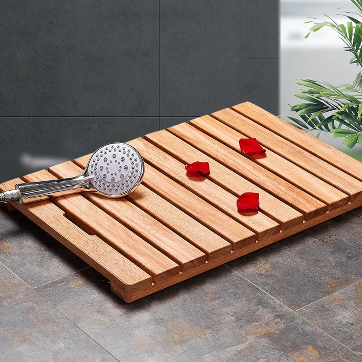 Antislip Houten Douchemat voor de Badkamer in Natuurlijk Hout