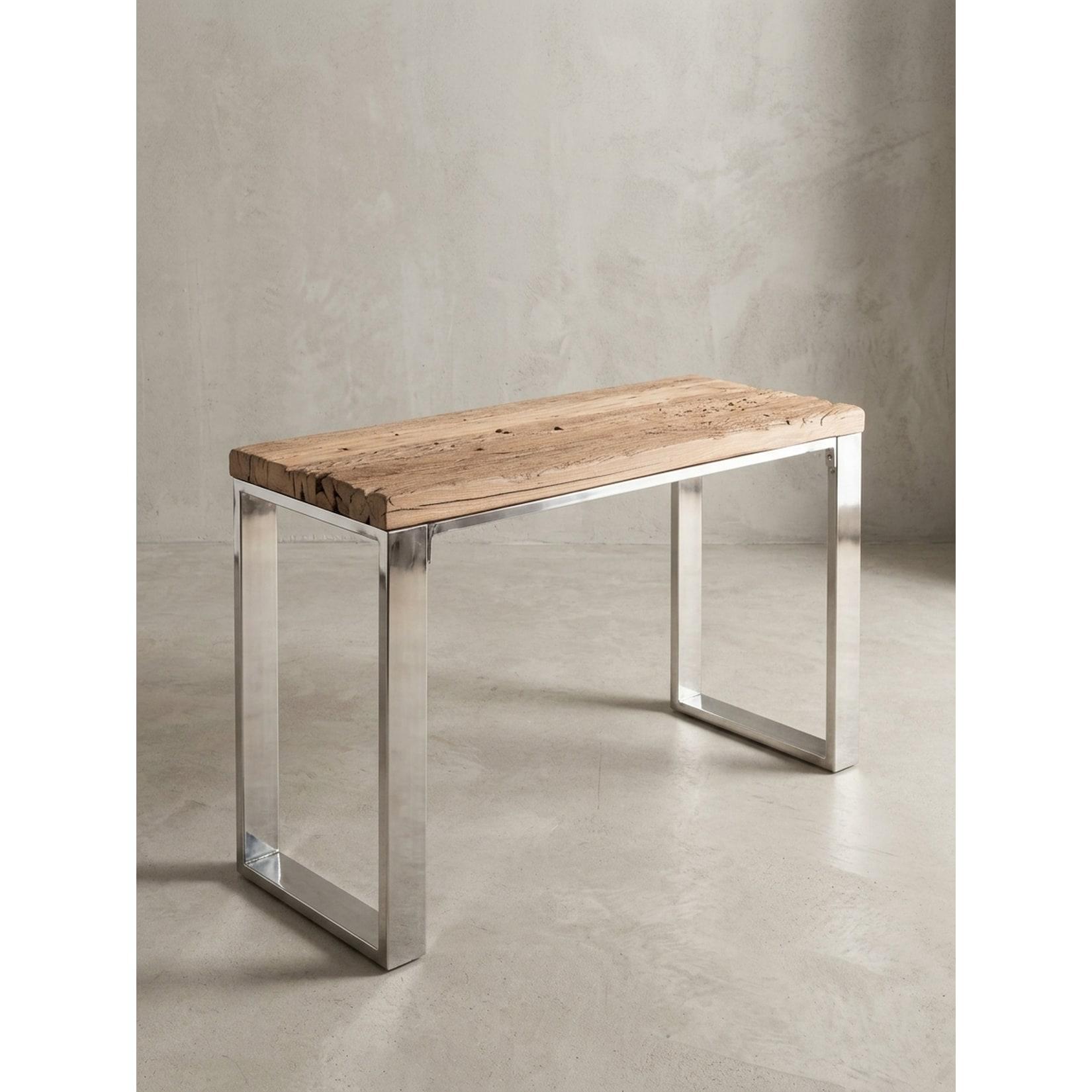 KADIMA DESIGN Industrial Konsolentisch aus Massivholz mit Metallbeinen, Upcycling-Möbelstück, 115 cm.