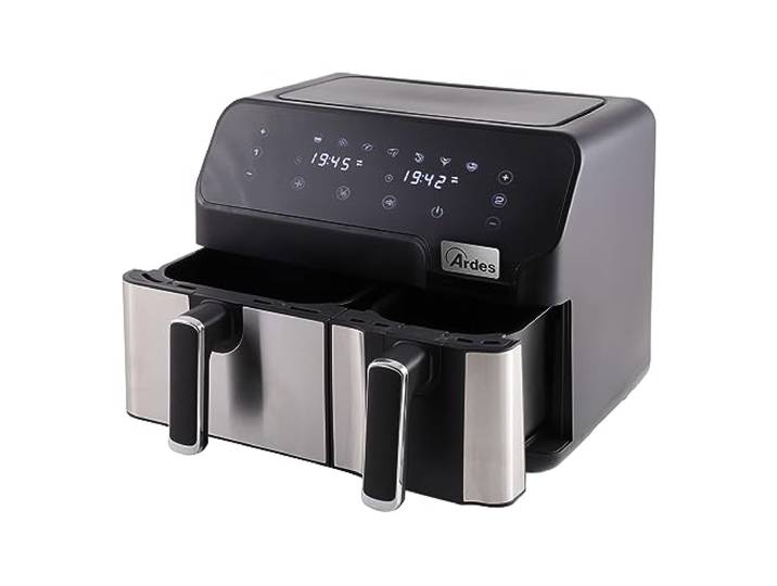 ARDES - ARFRYA03D Heißluftfritteuse ELDORADA DUAL - Heißluftfritteuse mit Doppelkorb Fassungsvermögen 9 Liter - Multifunktionelle digitale Friteuse mit Touch-Display
