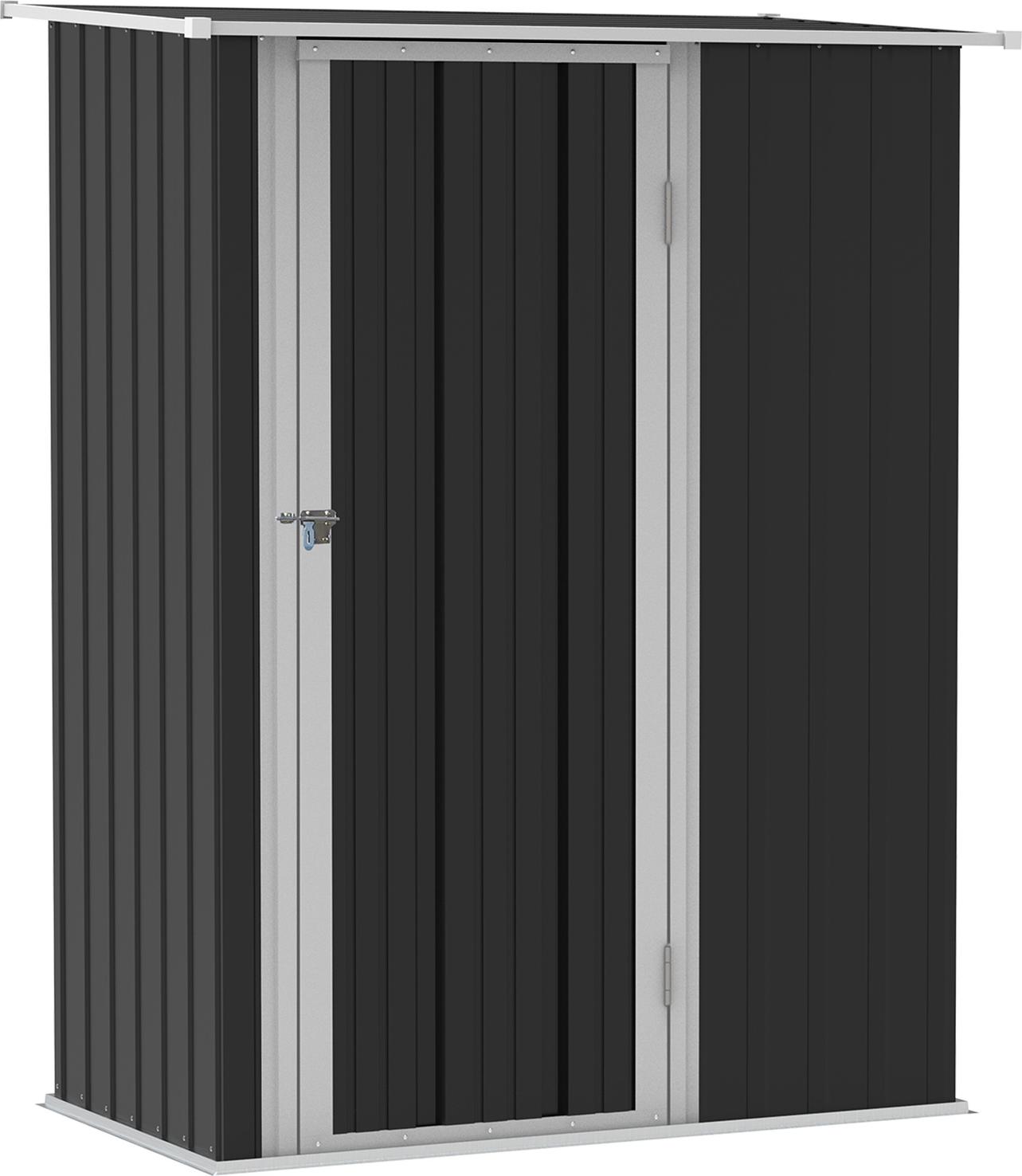Gerätehaus Gartenhaus Geräteschuppen Mit Tür Outdoor Stahl Dunkelgrau 142 X 84 X 189 Cm