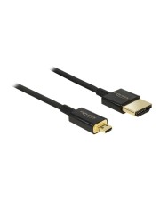 Delock Slim Premium HDMI mit Ethernetkabel mikro M bis M 1.5 m Dreifachisolierung Schwarz 4K Unterstützung (84782)