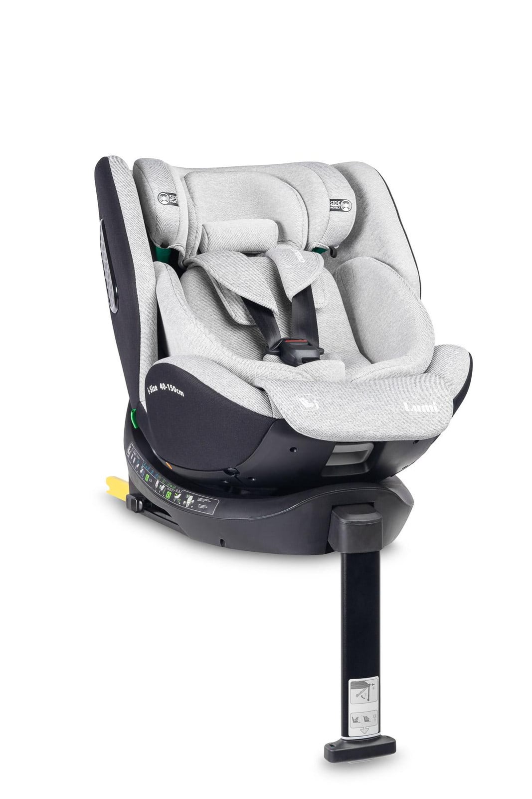 Caretero Lumi i-Size kinderzitje autostoel en kinderverhoger, lichtgrijs, geschikt voor kinderen van 40-150 cm