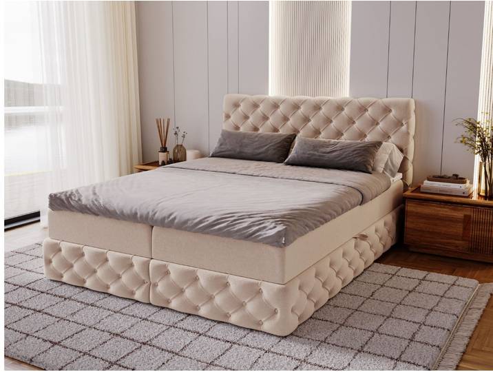 Boxspringbett mit Bettkasten 120x200 Canolo Beige