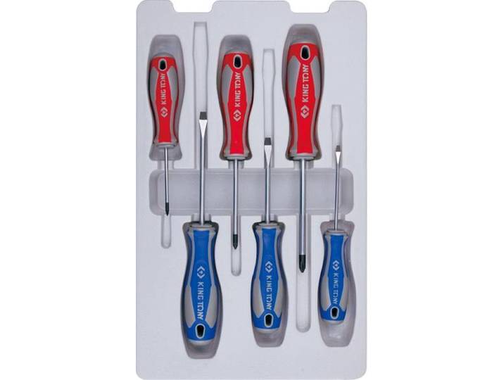 Sleuf- en PHILLIPS®-schroevendraaierset-31116MR - 6 stuks - KING TONY