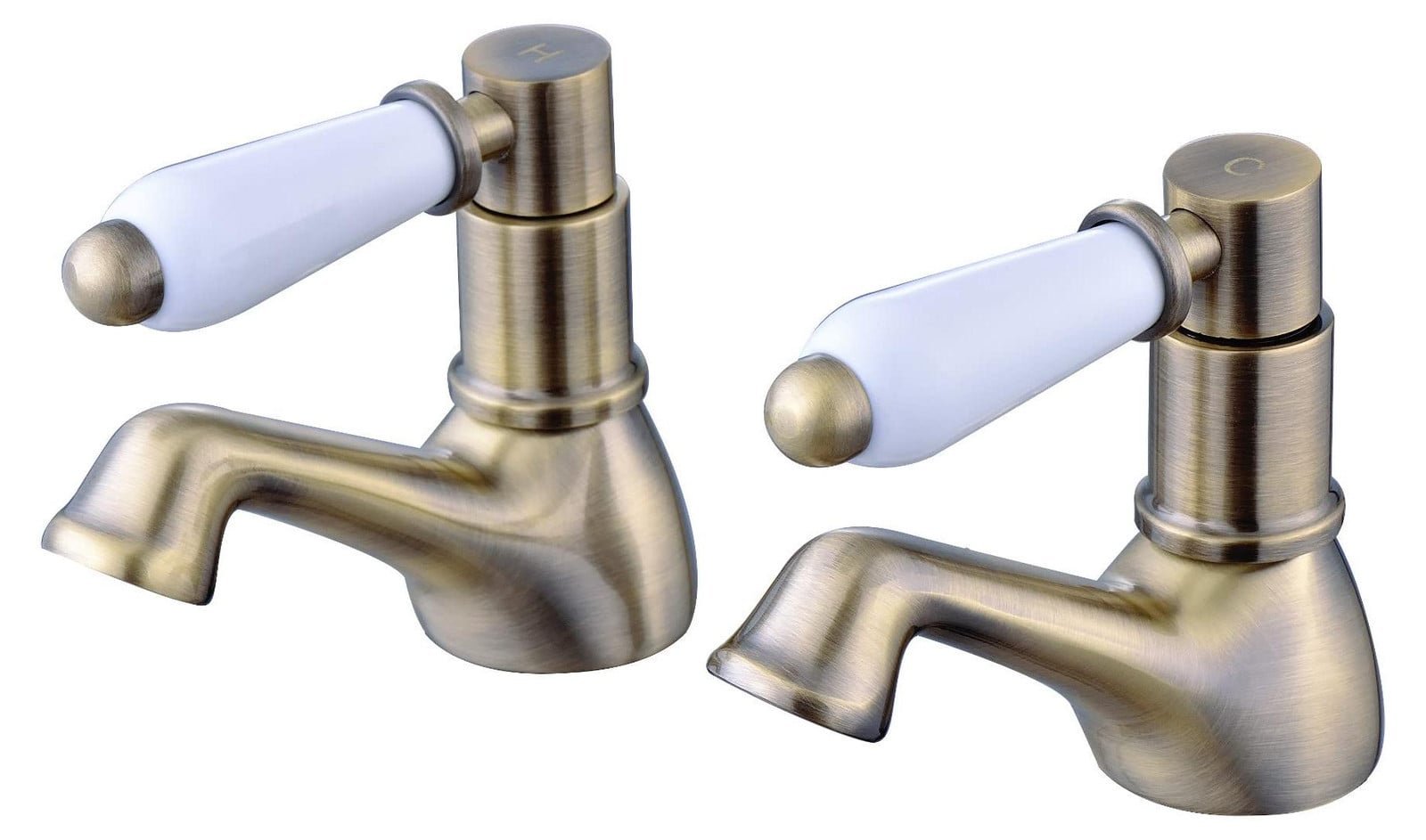 Dripio Dubbele wastafelmengkranen Antiek Messing Warm/Koud 2 stuks