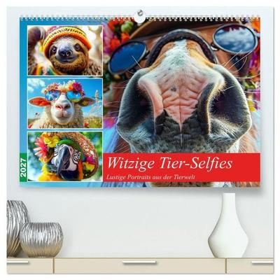 Witzige Tier-Selfies. Lustige Portraits aus der Tierwelt (hochwertiger Premium Wandkalender 2027 DIN A2 quer), Kunstdruck in Hochglanz