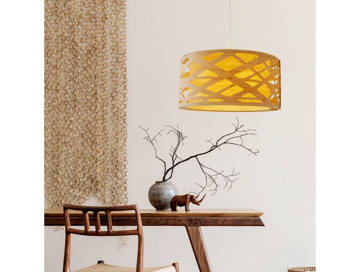 Näve Hängelampe Finja, dimmbar, Holz hell, für Wohn- / Esszimmer, Kunststoff, Pendelleuchte