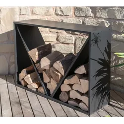 Westmann Stahl Kaminholzregal | Schwarz | 115x35x80 cm - Schwarz