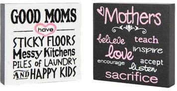 IH Casa Decor Wood Block Good Moms Asstd - Set of 2