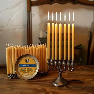 Uplifted Finds 25PCS Natural Beeswax Hanukkah Candles Professional Thin Taper Honey Candles For Ritual & Celebration 25PCS Natural Beeswax Hanukkah Candles Professional Thin Taper Honey Candles For Ritual & Celebration