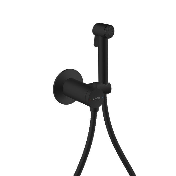 hansgrohe AXOR Bidette Showers Bidette Duschkopf 29242670 1 Strahlart rund für Mischwasser mit Duschkopfhalterung und Duschschlauch 1,25 m, Mattschwarz
