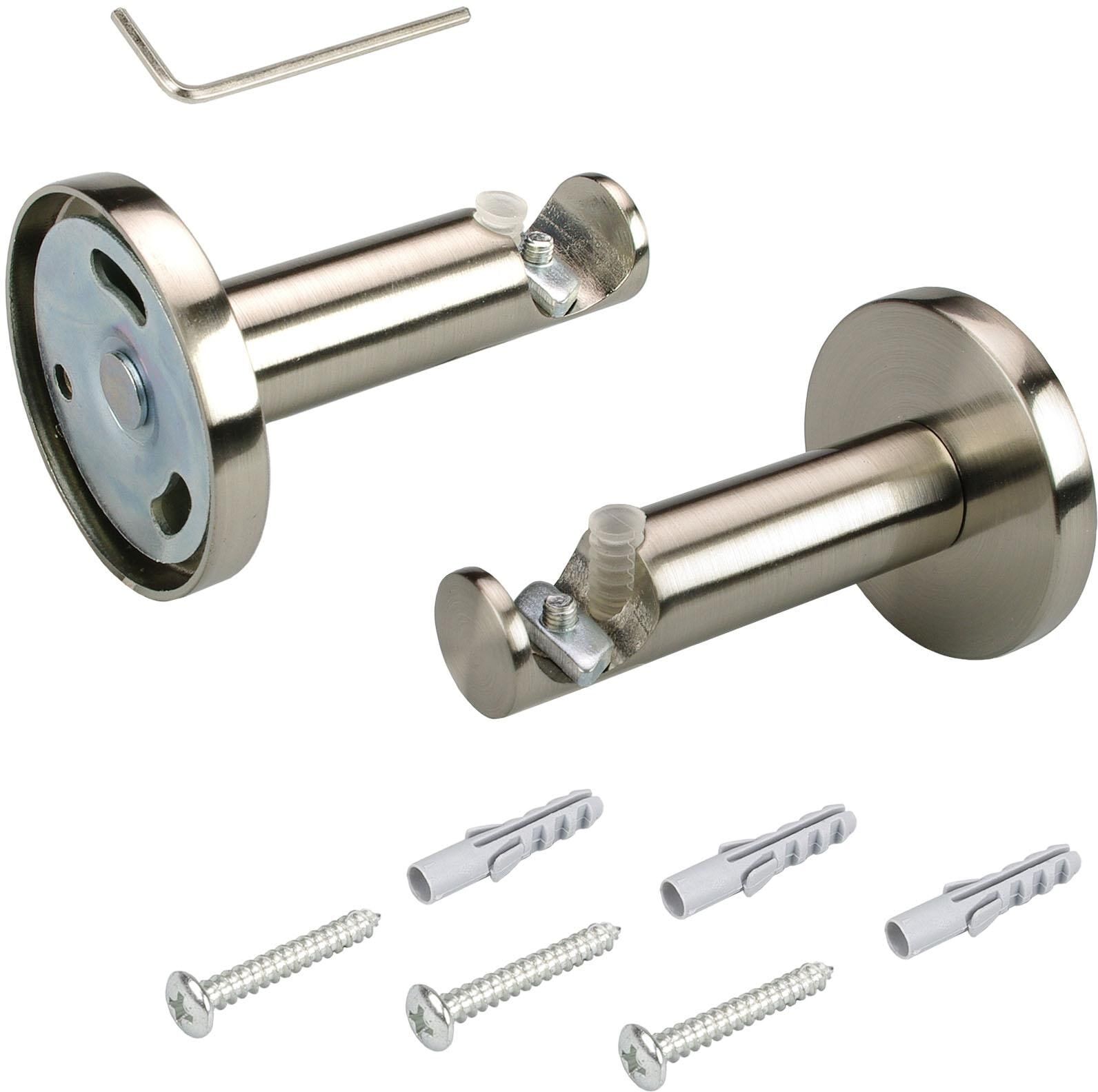 Träger LIEDECO, silber (edelstahlfarben), Ø:1,6cm, Gardinenstangenhalterungen, Träger, für Gardinenstange Ø 16 mm edelstahlfarben Ø 1,6cm