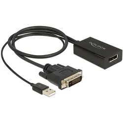 Delock Adapter DVI-D - DisplayPort (DVI, 50 cm), Data + Video Adapter, Schwarz