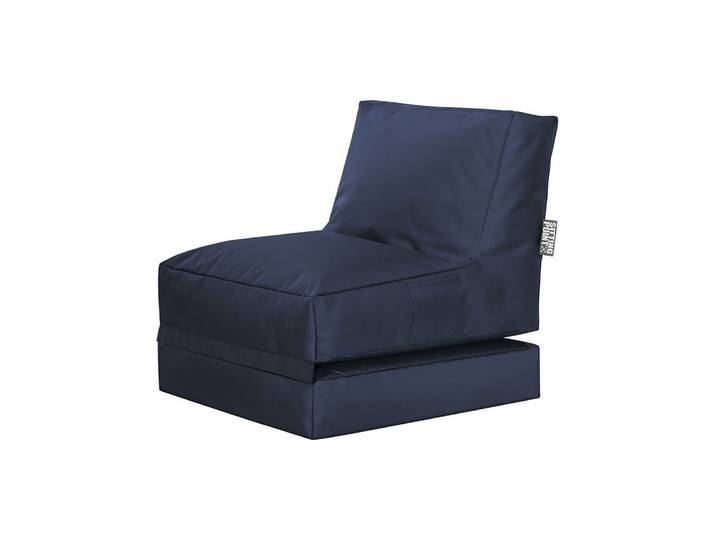 Pouf extérieur uni bleu marine avec dossier dépliable 70x80x90