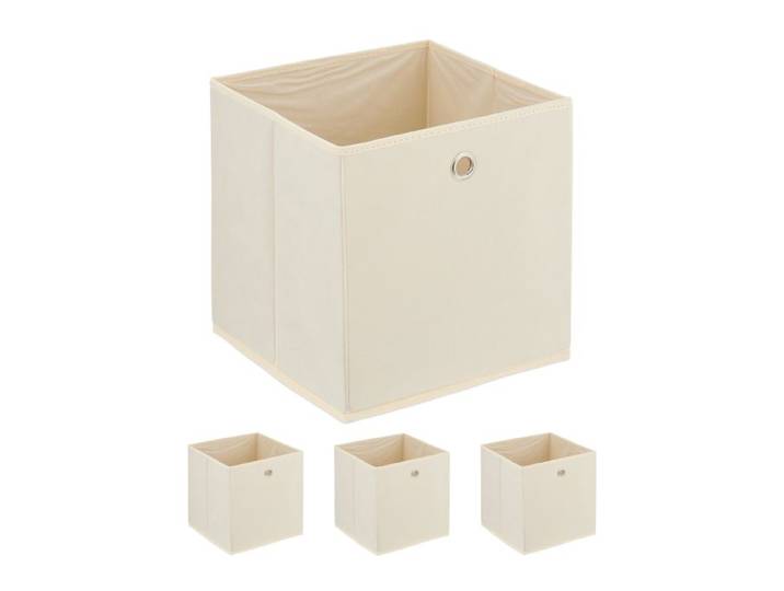 Relaxdays Cremefarbene Aufbewahrungsbox im 4er Set