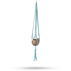 Macrame Pot Holder Classic - Powder Blue Med Pot