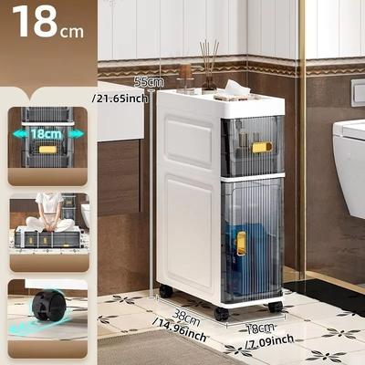 Inspired Finds SlimSpace 18 Cm Narrow Multi Tier Storage Cabinet For Small Spaces open top 1 L 1 S