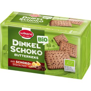 Wikana Kekse Dinkel Schoko Butterkeks, BIO, mit feiner Butter & Schokostückchen, 200 g
