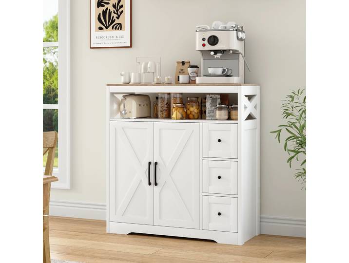 Rosahqnda Armoire de cuisine Buffet avec portes Armoire Commode Armoire de cuisine autoportante Buffet Highborad