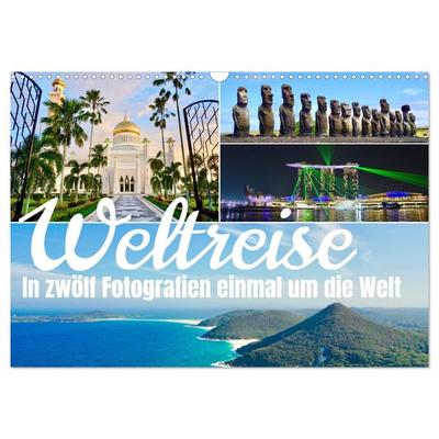 Weltreise, in zwölf Fotografien einmal um die Welt (Wandkalender 2026 DIN A3 quer), CALVENDO Monatskalender
