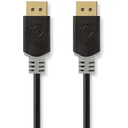 Nedis Displayport-Kabel | DisplayPort Stecker | DisplayPort Stecker | 8K@60Hz | Vergoldet | 2.00 m | rund | PVC | Anthrazit / Grau | Verpackung mit Si