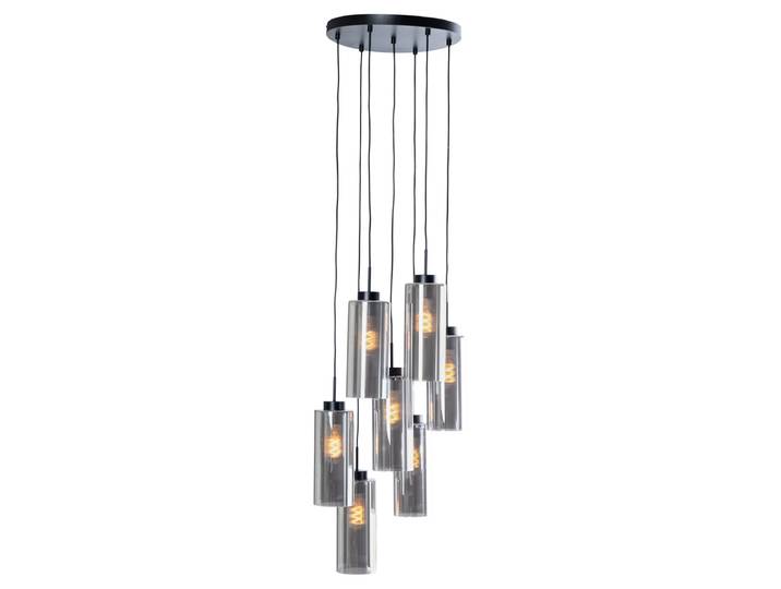 Suspension Art Déco noire avec verre fumé 7 lumières - Laura