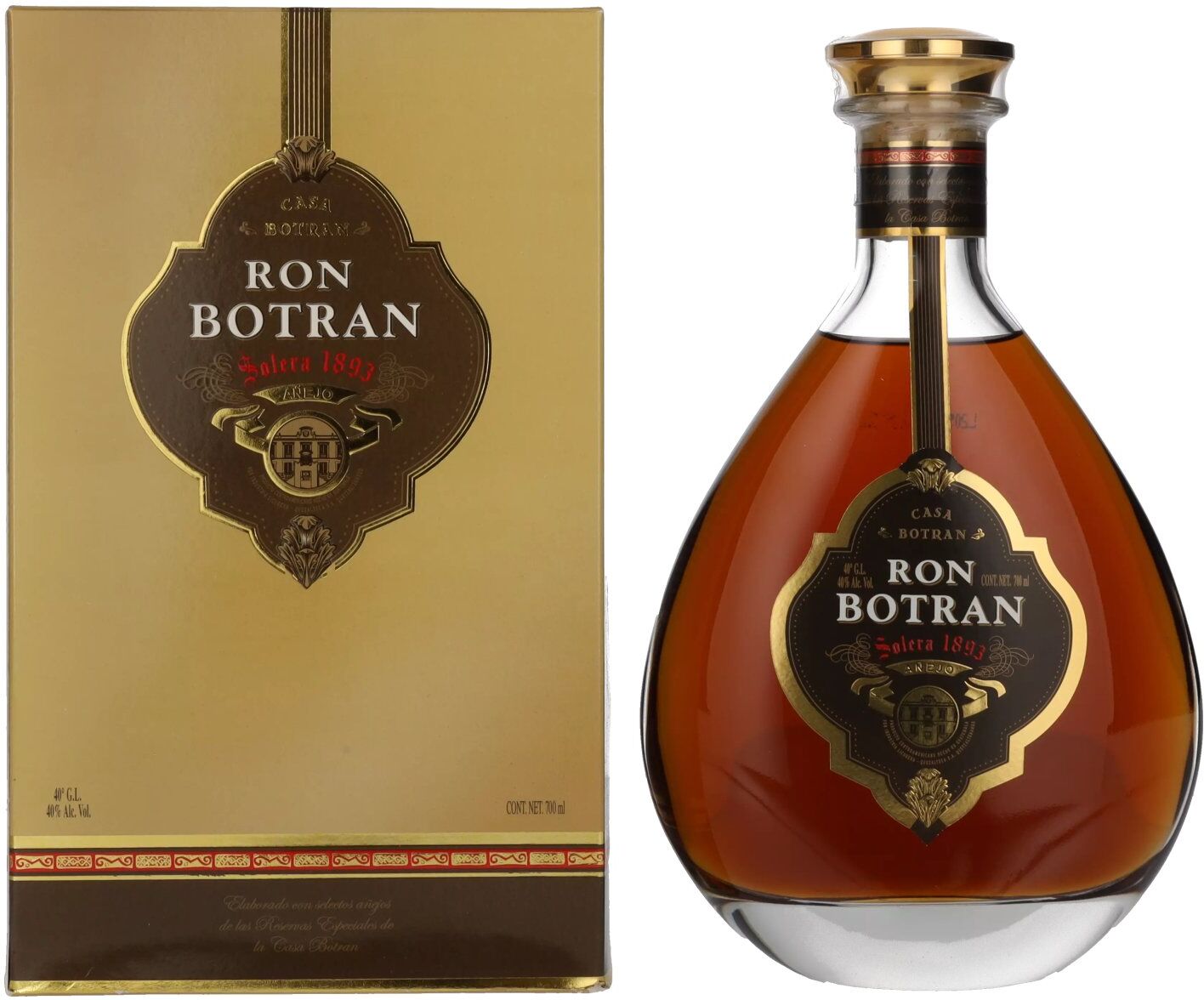 Ron Botran Botran Ron Solera 1893 Añejo Decanter 40% Vol. 0,7l in Geschenkbox