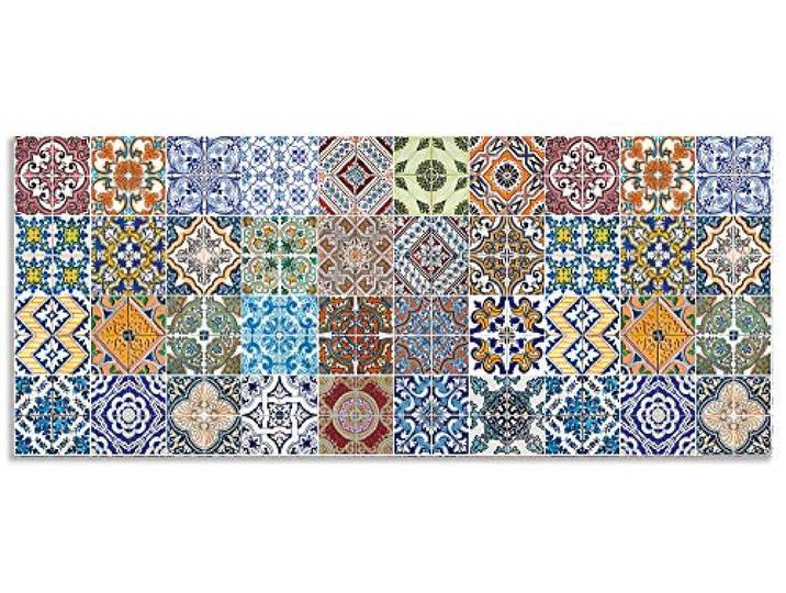 ARTland Spritzschutz Küchenrückwand aus Alu für Küche Herd Spüle 120x50 cm (BxH) mit Motiv Fliesenmuster Abstrakt Landhaus Fliesenoptik Orient Bunt T9OM