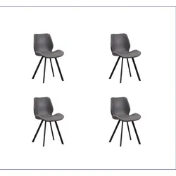 Stuhl-Set Barona 4er-Set Anthrazit Lederlook