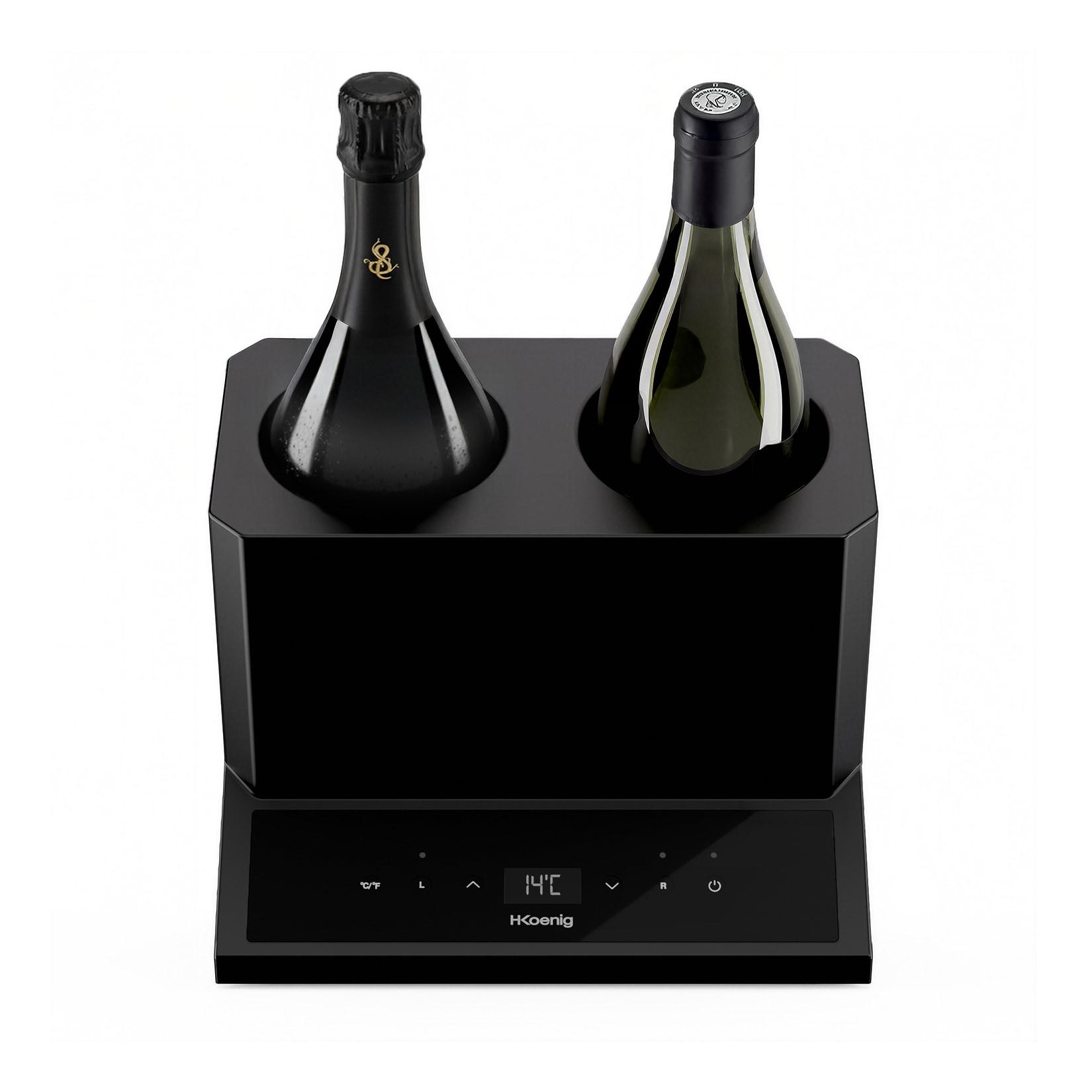 H.Koenig Weinkühler LVX28, Weißwein, Rotwein, Rosé, Champagner, bis zu 9 cm Durchmesser, Von 5° bis 18° Celsius