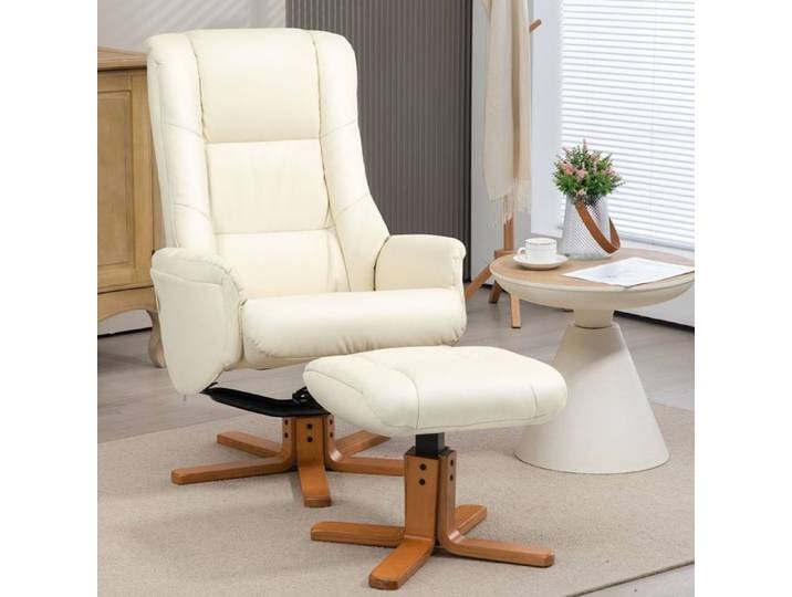 Fauteuil relaxant avec pouf - SOGEU - Modèle Relax - Inclinable 135° - Dossier haut - Simili cuir