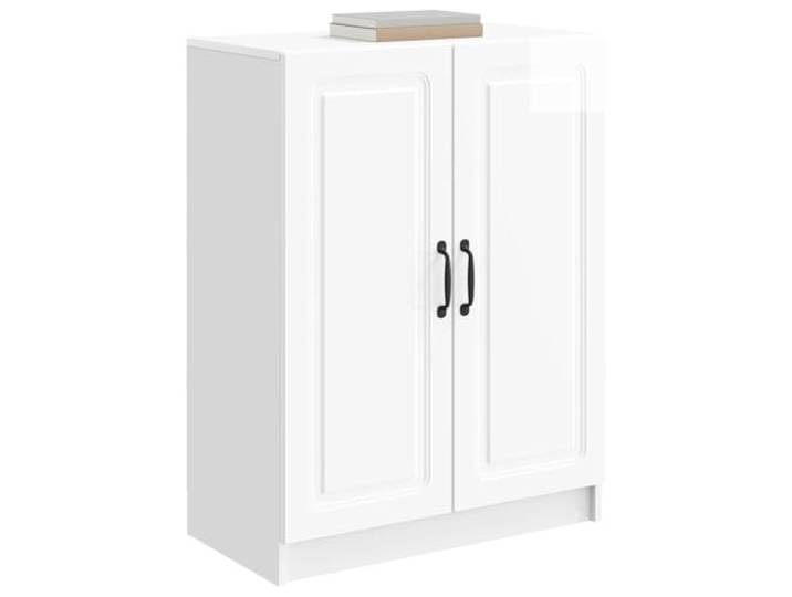 KTHLBRH Sideboard weiß glänzend 66 x 34,5 x 87 cm Technisches Holz, Innenregale, Schiebetüren, für Esszimmer oder Wohnzimmer