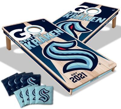 Skip's Garage Seattle Kraken NHL 2x4 Cornhole Board Set