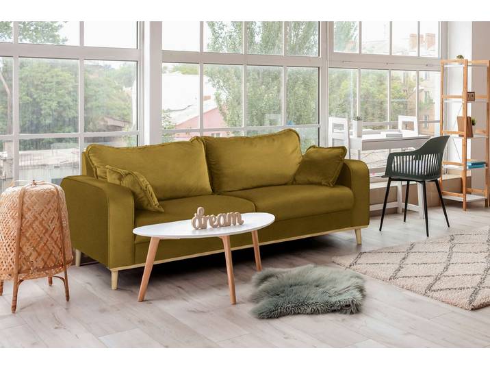 Preston 3-Sitzer Sofa Velours ELEMENT Gelb