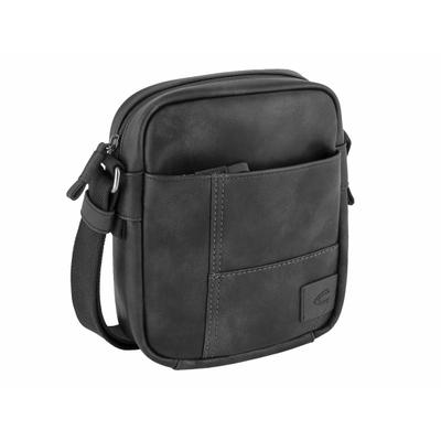 Umhängetasche CAMEL ACTIVE "Laos", Damen, Gr. B/H/T: 18,5cm x 23cm x 7cm, schwarz, Polyurethan, Polyurethan (PU), Retro, beschichtet, kontrastfarbene Details, leichte Abriebeffekte, Taschen Umhängetasche, praktisch funktionaler Alltagsbegleiter mit...