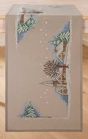 Stickläufer "Winterdorf"