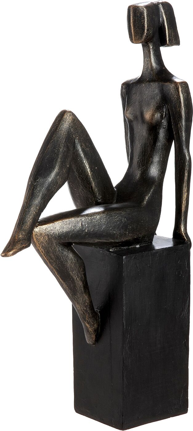 Skulptur GILDE "Skulptur Frau Eleganz bronzefarben", schwarz (bronzefarben, schwarz), B:8cm H:39cm T:22cm, Kunstharz, Dekofiguren, Skulptur, Anmut graziös dekorativ Wohnambiente Geschenkidee