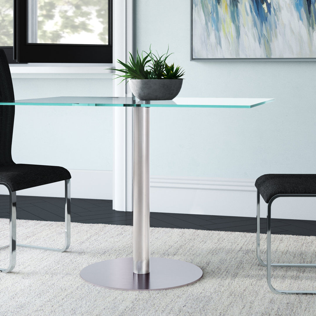 Metro Adlingt Rectangular Glass Top Dining Table with Steel Base Clear