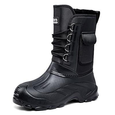 Schwarze Schneestiefel aus Kunstleder für Herren mit Camouflage-Detail – robust und stylisch für Winterabenteuer und Weihnachtsferien