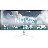 Nova 34T2K165, Gaming-Monitor 86.4 cm (34 Zoll), weiß, UWQHD, VA, Curved, HDMI, DP, Lautsprecher, 165Hz Panel