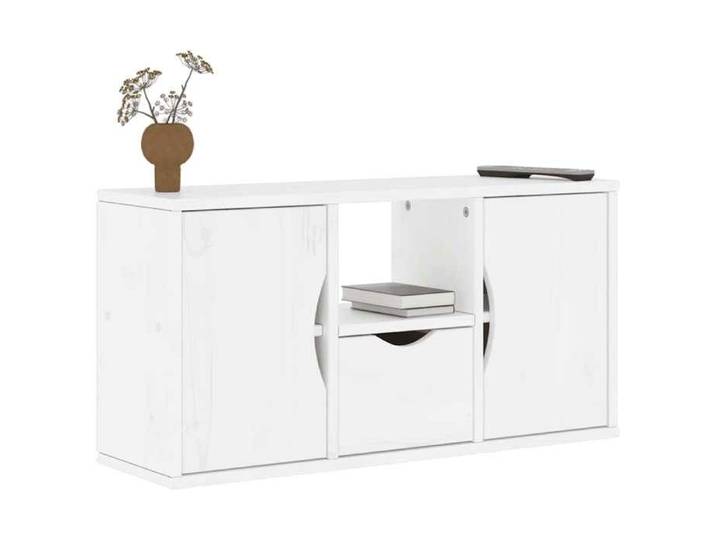 Meuble TV avec tiroir ODDA blanc 79x24x40 5 cm bois massif pin support TV buffet TV meuble multimédia banc TV 4103606