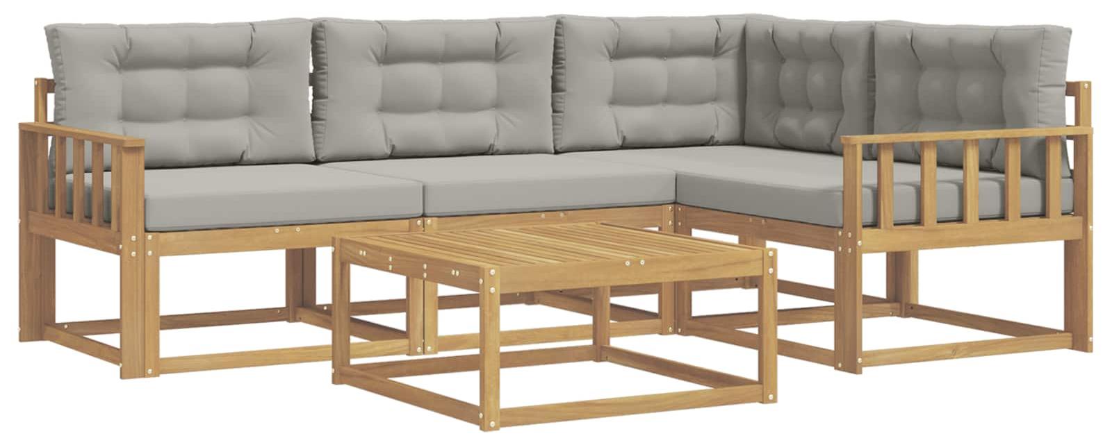 Outdoor-Sofagarnitur 5 pcs Weiß und Hellgrau 79 x 79 x 37 cm