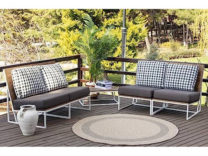 Livabliss Rye Sintra Tapis d'extérieur Ø 100 cm – Beige\, Gris