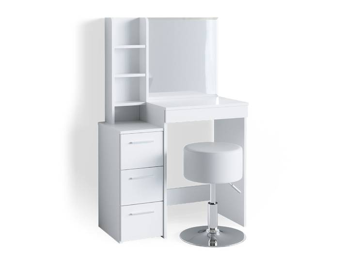 Coiffeuse avec miroir et tabouret blanc 80x127.4cm