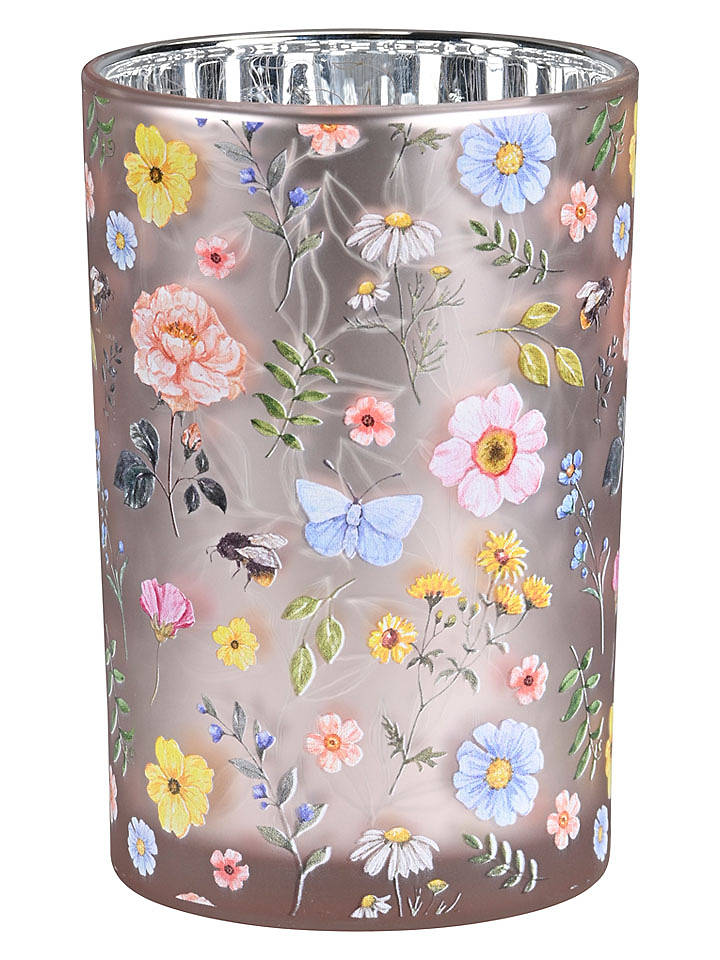 POSIWIO Windlicht ''Blumen'' in Bunt - (H)18 x Ø 12 cm - onesize