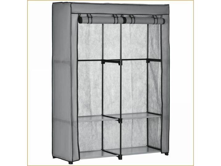 Armoires & Rangement: Armoire en Tissu Pliable (Gris Clair) avec 2 Tiges de Suspension et 4 Étagères