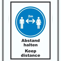 HB-Druck Abstand halten Keep distance Symbol und Text Schild A1 (594x841mm)