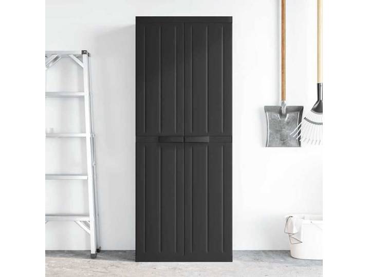 3133  Meuble rangement - Armoire de rangement d'extérieur - noir - 65x37x165 cm - PP avec Capacité 60 kg